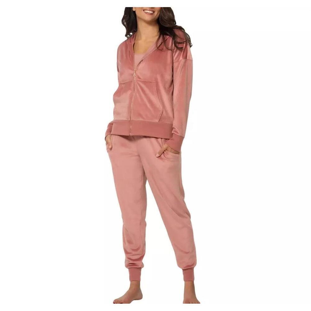 Felina Ladies' 2-piece Velour Set, Ash Rose Size L  AS